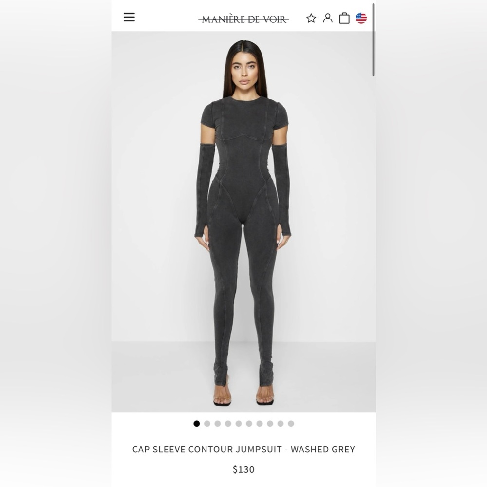 Maniere De Voir Cap Sleeve Contour Jumpsuit - Washed Grey Size US 6